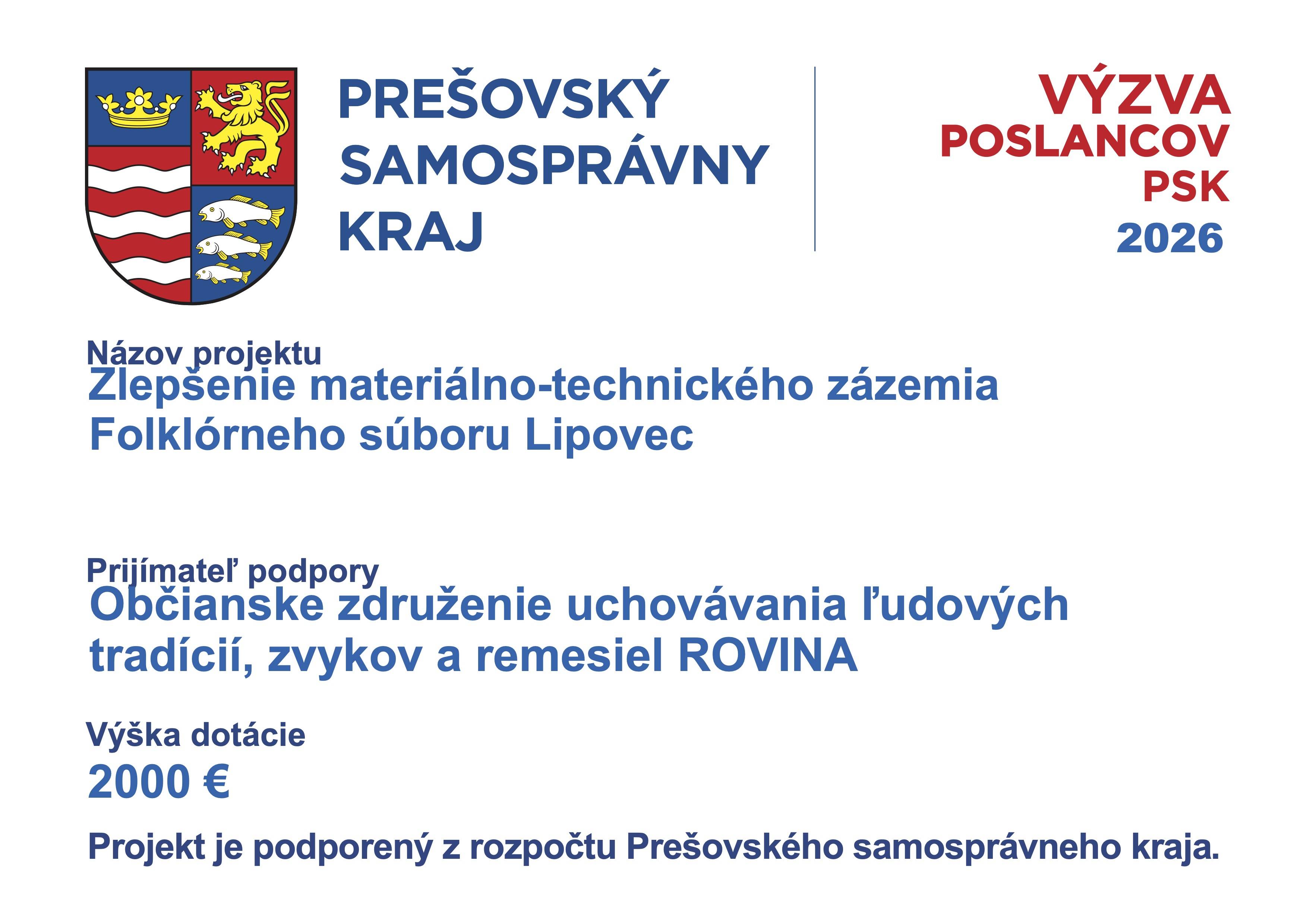 Podpora, ktorá pomáha zachovávať tradície – FS Lipovec