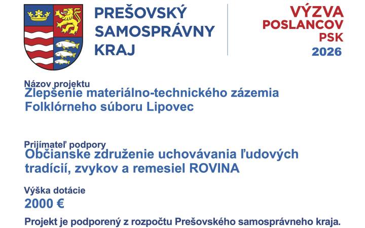 Podpora, ktorá pomáha zachovávať tradície – FS Lipovec